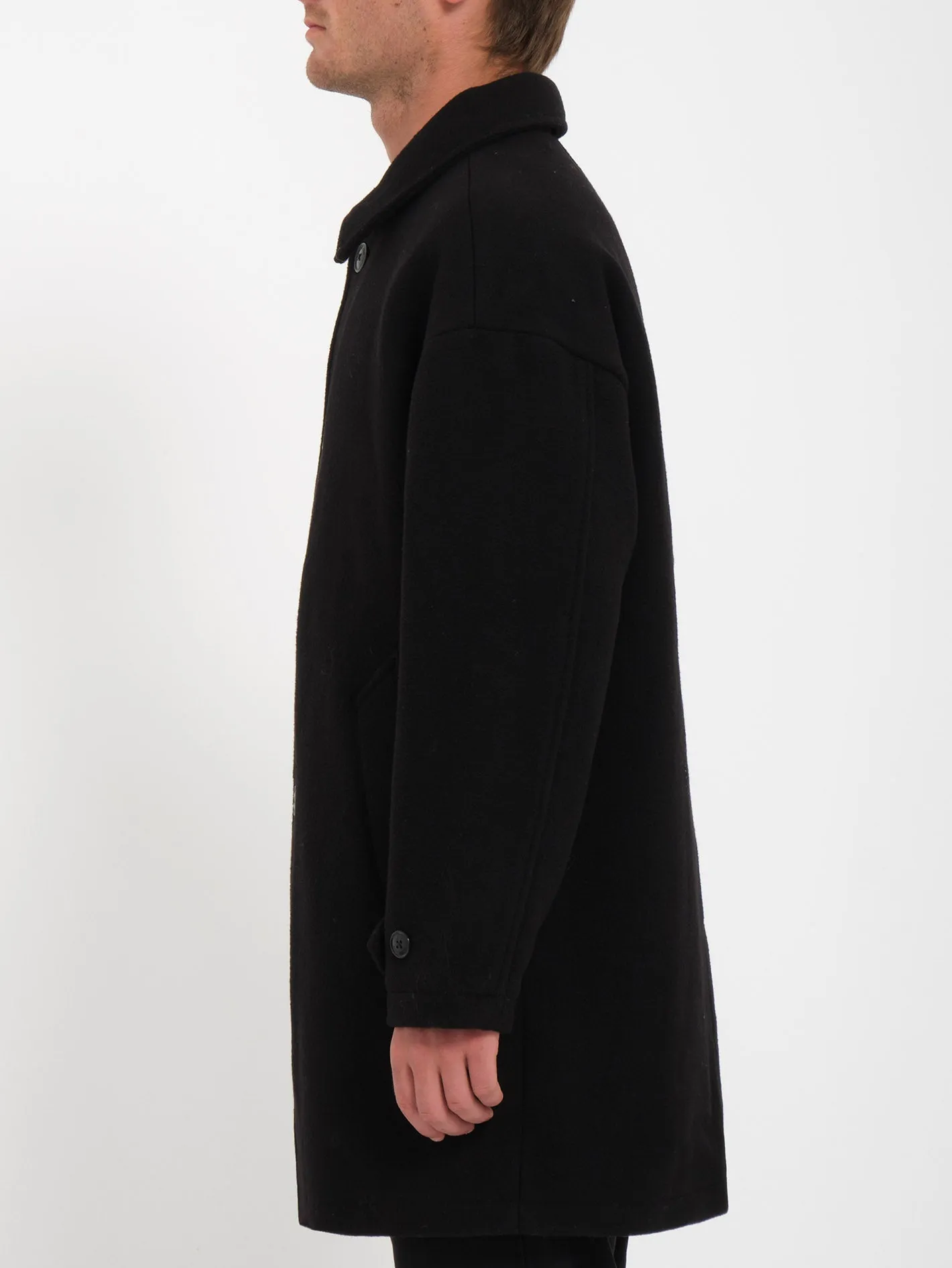 Floyder Peacoat Coat - BLACK