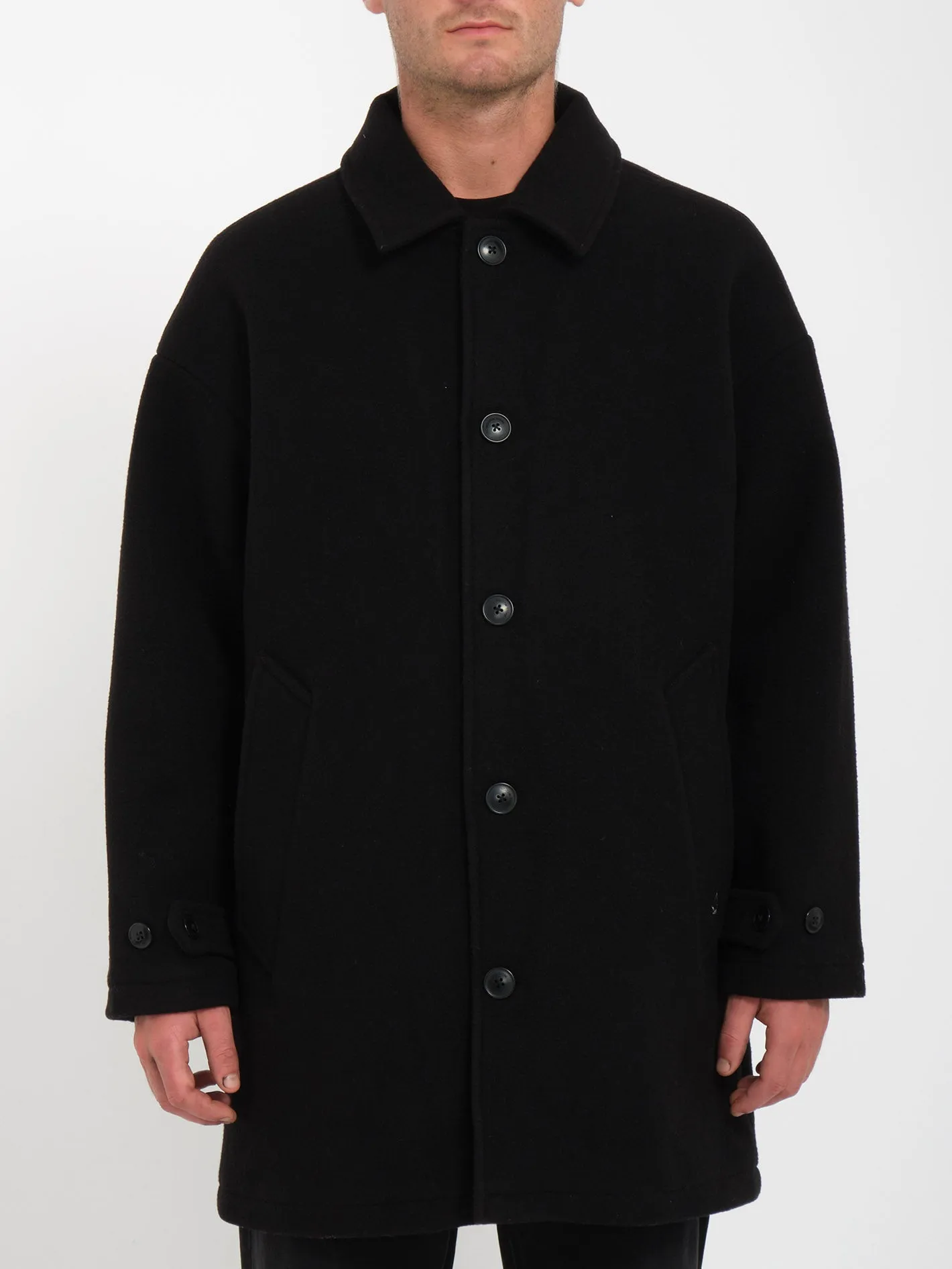 Floyder Peacoat Coat - BLACK