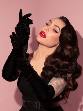 Full-Length Opera Gloves in Black Velvet