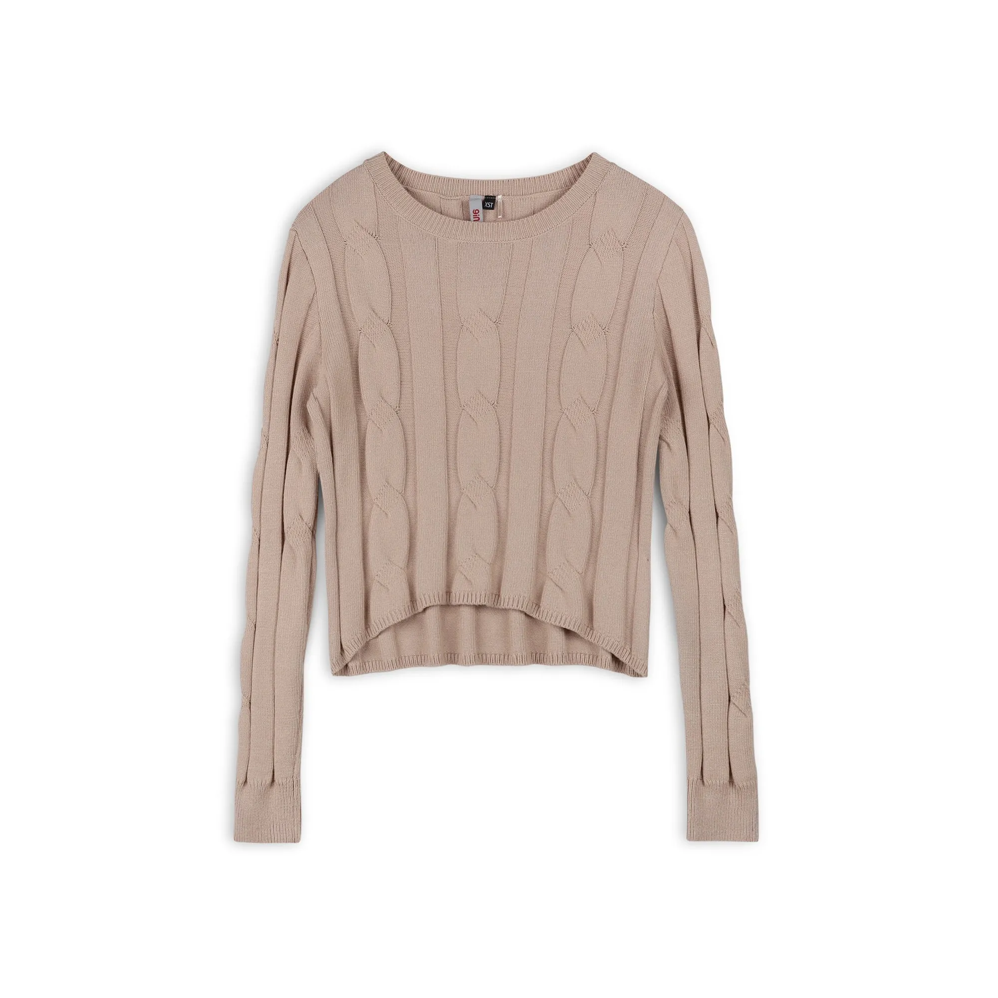 Ginger Dark Sand Cable Rib Knit Top WB4CPT7047