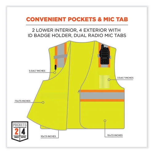 Glowear 8246z Class 2 Two-tone Mesh Reflective Binding Zipper Vest, Polyester, Large/xl, Lime, Ships In 1-3 Business Days