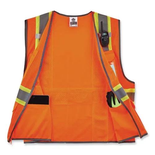 Glowear 8246z Class 2 Two-tone Mesh Reflective Binding Zipper Vest, Polyester, Large/xl, Orange, Ships In 1-3 Business Days