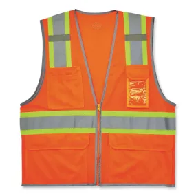 Glowear 8246z Class 2 Two-tone Mesh Reflective Binding Zipper Vest, Polyester, Large/xl, Orange, Ships In 1-3 Business Days