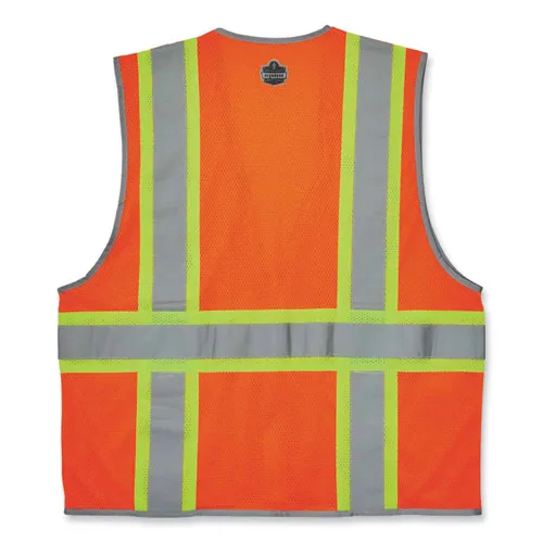 Glowear 8246z Class 2 Two-tone Mesh Reflective Binding Zipper Vest, Polyester, Large/xl, Orange, Ships In 1-3 Business Days