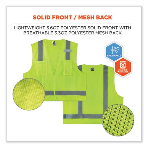 Glowear 8249z-s Single Size Class 2 Economy Surveyors Zipper Vest, Polyester, X-small, Lime, Ships In 1-3 Business Days