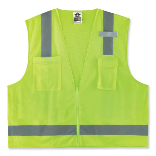 Glowear 8249z-s Single Size Class 2 Economy Surveyors Zipper Vest, Polyester, X-small, Lime, Ships In 1-3 Business Days