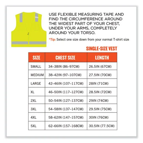 Glowear 8249z-s Single Size Class 2 Economy Surveyors Zipper Vest, Polyester, X-small, Lime, Ships In 1-3 Business Days