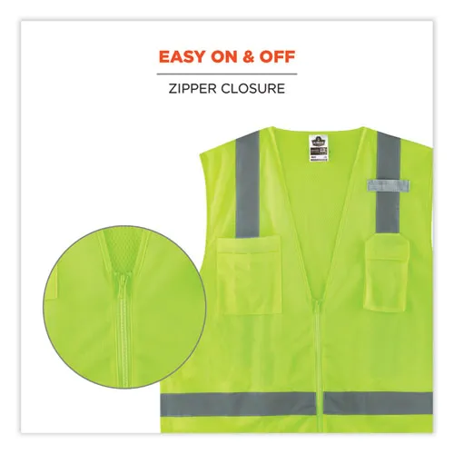 Glowear 8249z-s Single Size Class 2 Economy Surveyors Zipper Vest, Polyester, X-small, Lime, Ships In 1-3 Business Days