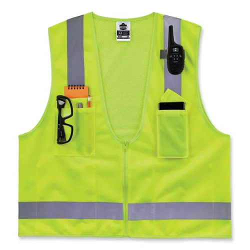 Glowear 8249z-s Single Size Class 2 Economy Surveyors Zipper Vest, Polyester, X-small, Lime, Ships In 1-3 Business Days