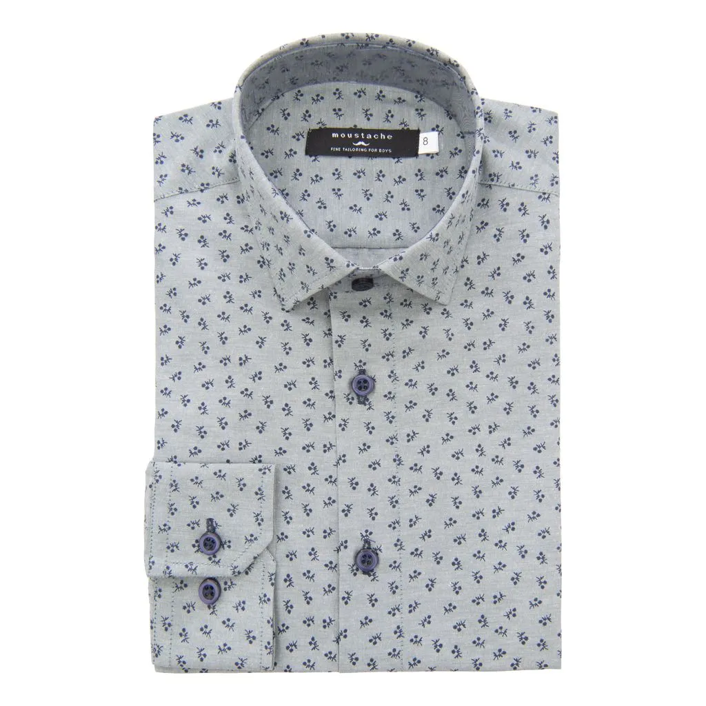 Green Dandelion Print Dress Shirt