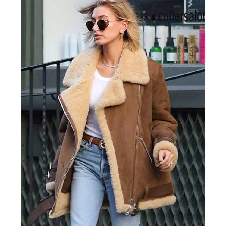 Hailey Baldwin Shearling Jacket