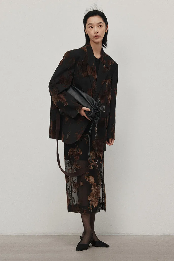 Halo dyed velvet jacquard silhouette suit jacket | 2 color