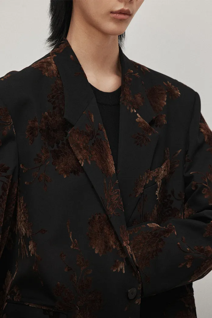 Halo dyed velvet jacquard silhouette suit jacket | 2 color