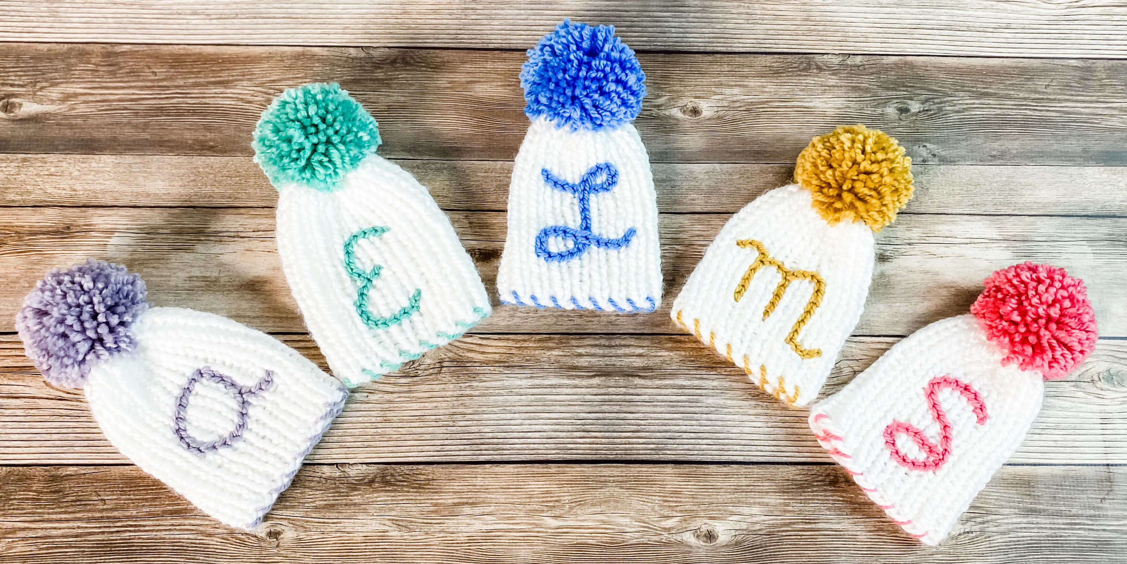 Hand Knit Newborn Hat with Initial, Monogrammed Baby Hat