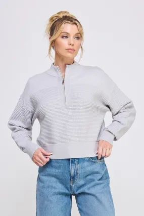 Holly Ribbed Textured Dolman Zip Pullovers - 2 Colors!