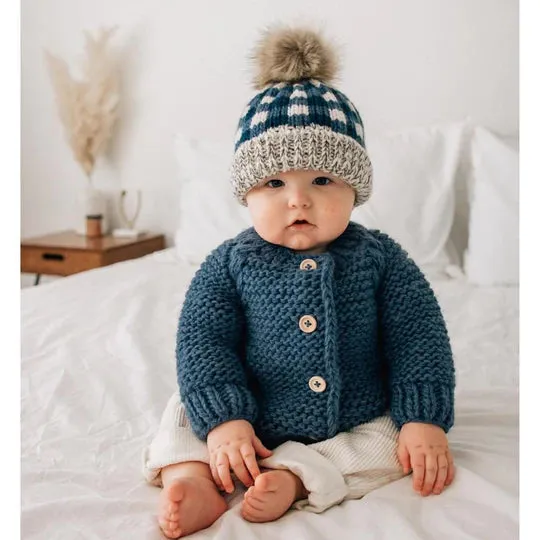 Huggalug Atlantic Buffalo Check Pom Pom Beanie