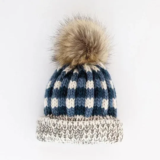 Huggalug Atlantic Buffalo Check Pom Pom Beanie