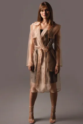 Italian Chiffon -Organza Transparent Trench Coat.