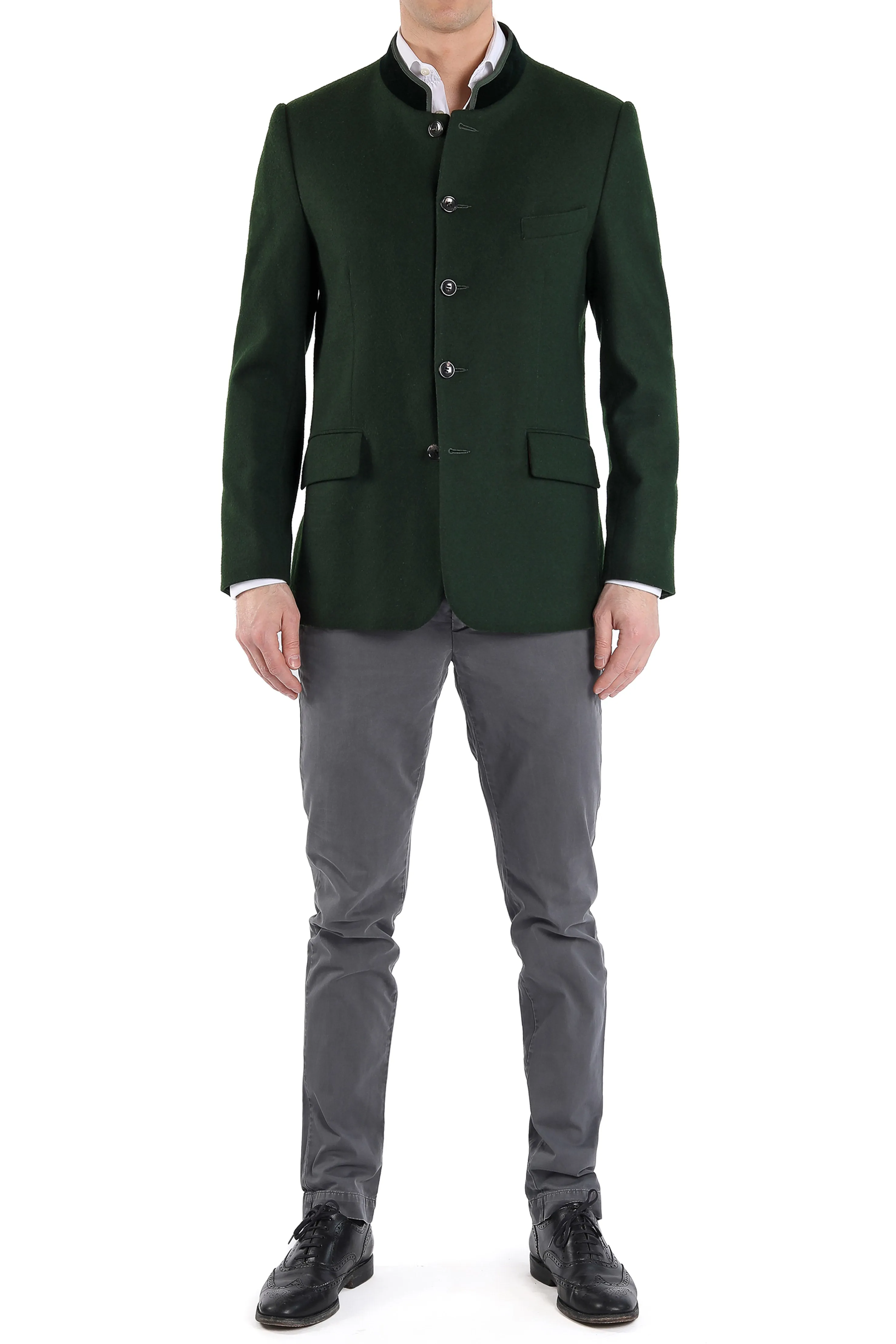 Jacket from loden in dark green