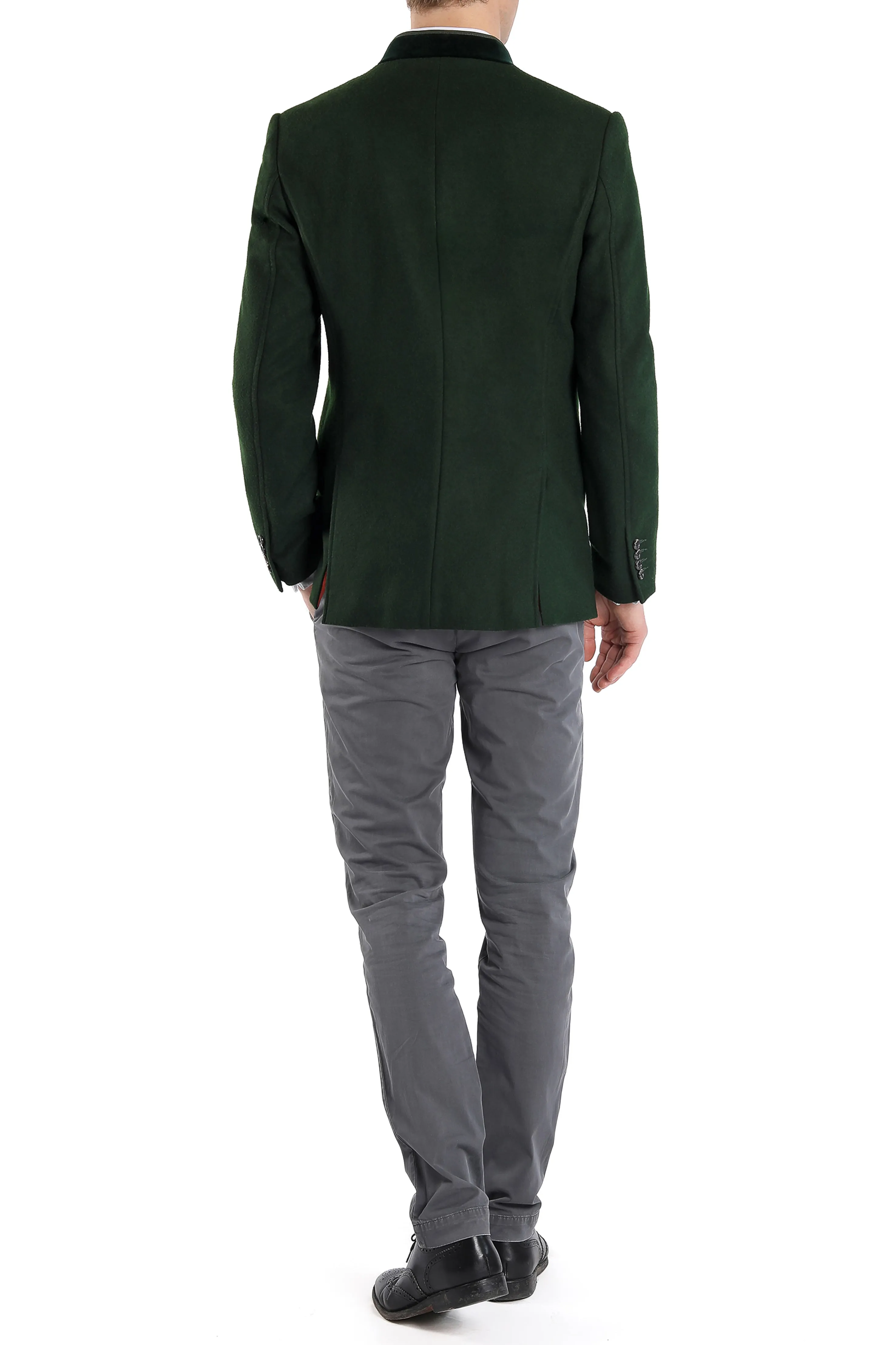 Jacket from loden in dark green