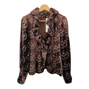 James Lakeland Floral Pattern Velvet Jacket Bronze UK Size 14