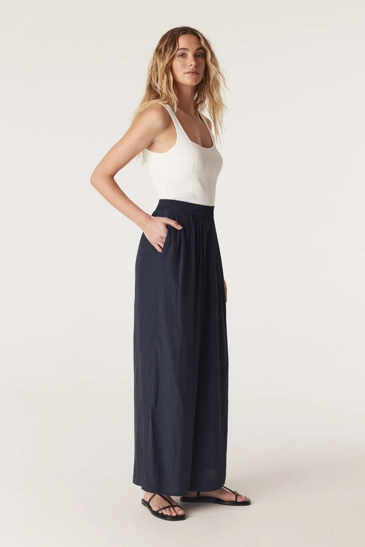 Kahlo Wide Leg Pant - Navy