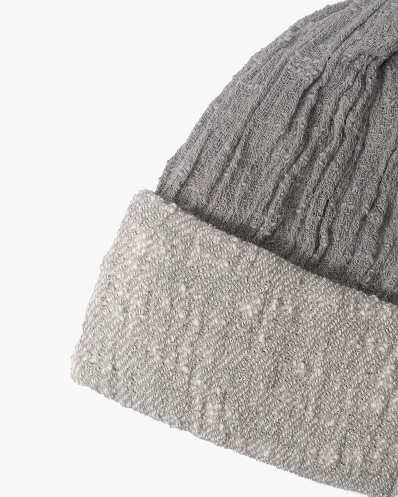 Kobo Oriza Knit Cap, Multi Functional, Cotton, Split Ash Grey and Light Grey, 9˝