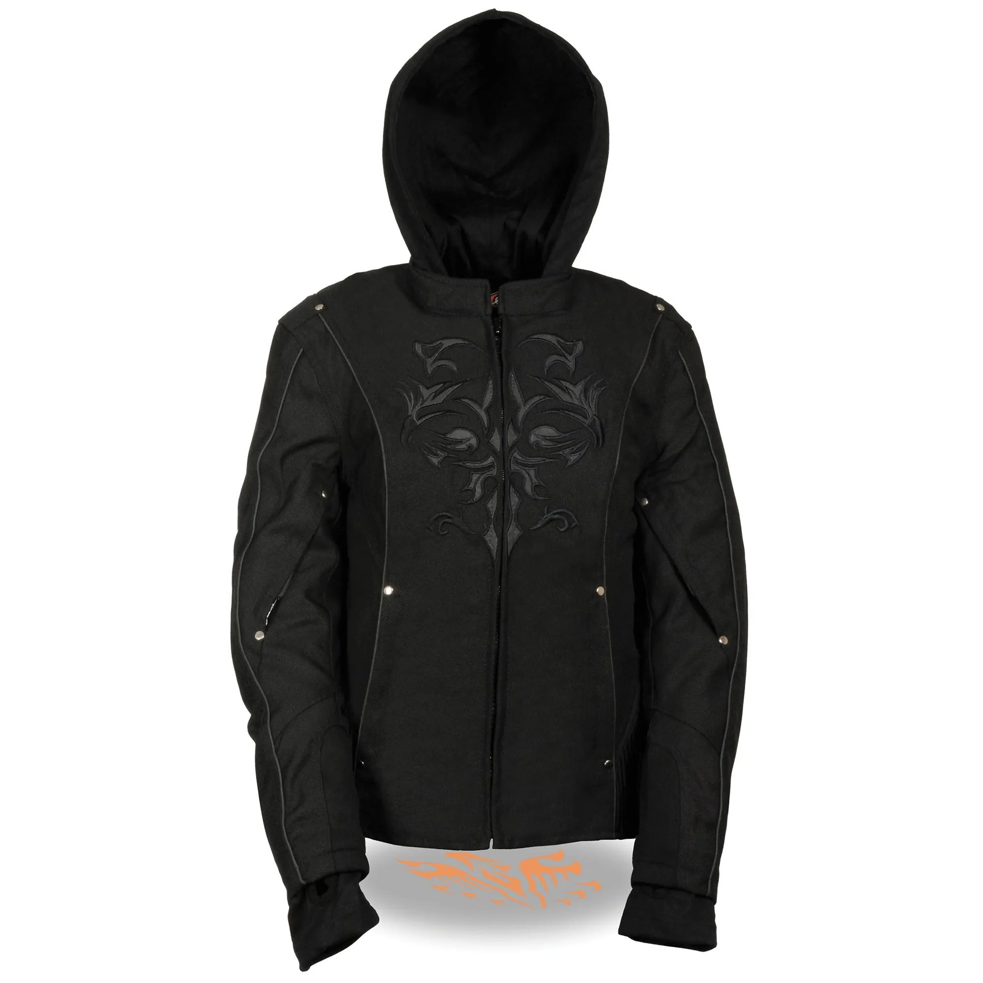 Ladies 3/4 Textile Jacket w/ Reflective Tribal Detail