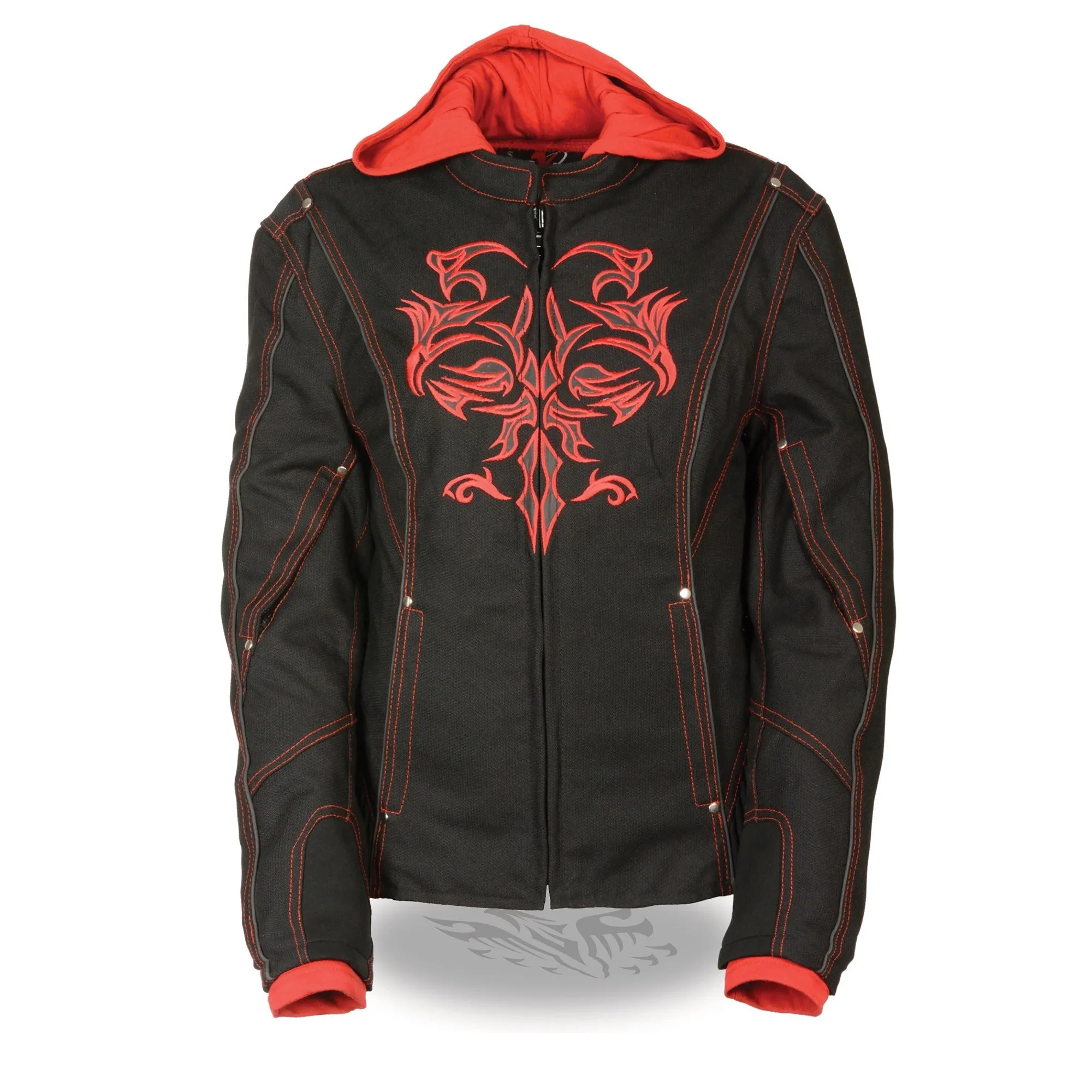 Ladies 3/4 Textile Jacket w/ Reflective Tribal Detail