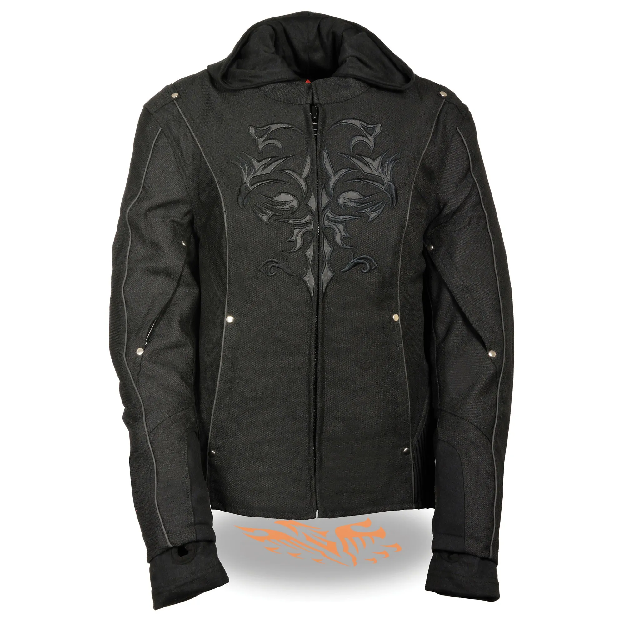 Ladies 3/4 Textile Jacket w/ Reflective Tribal Detail