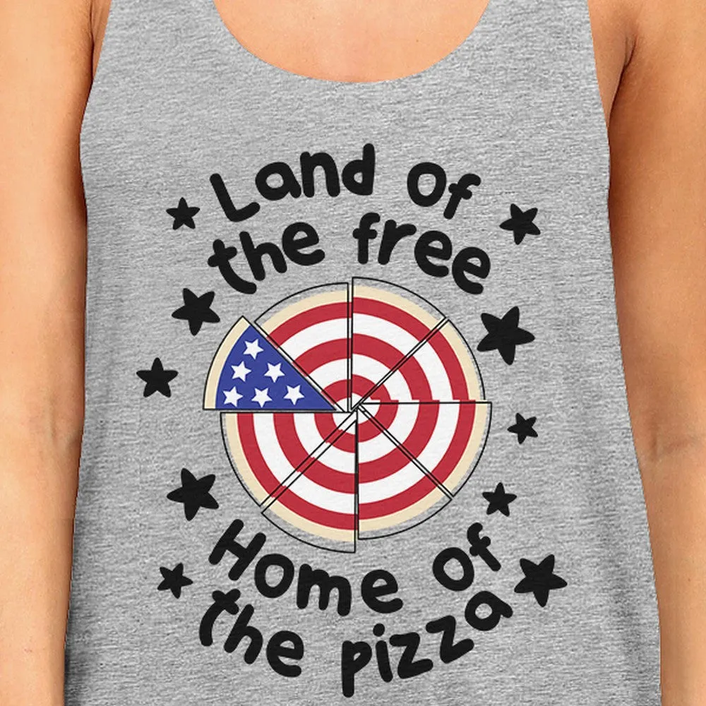 Land Of The Free Humorous 4th Of July Design Tanks For Pizza Lovers