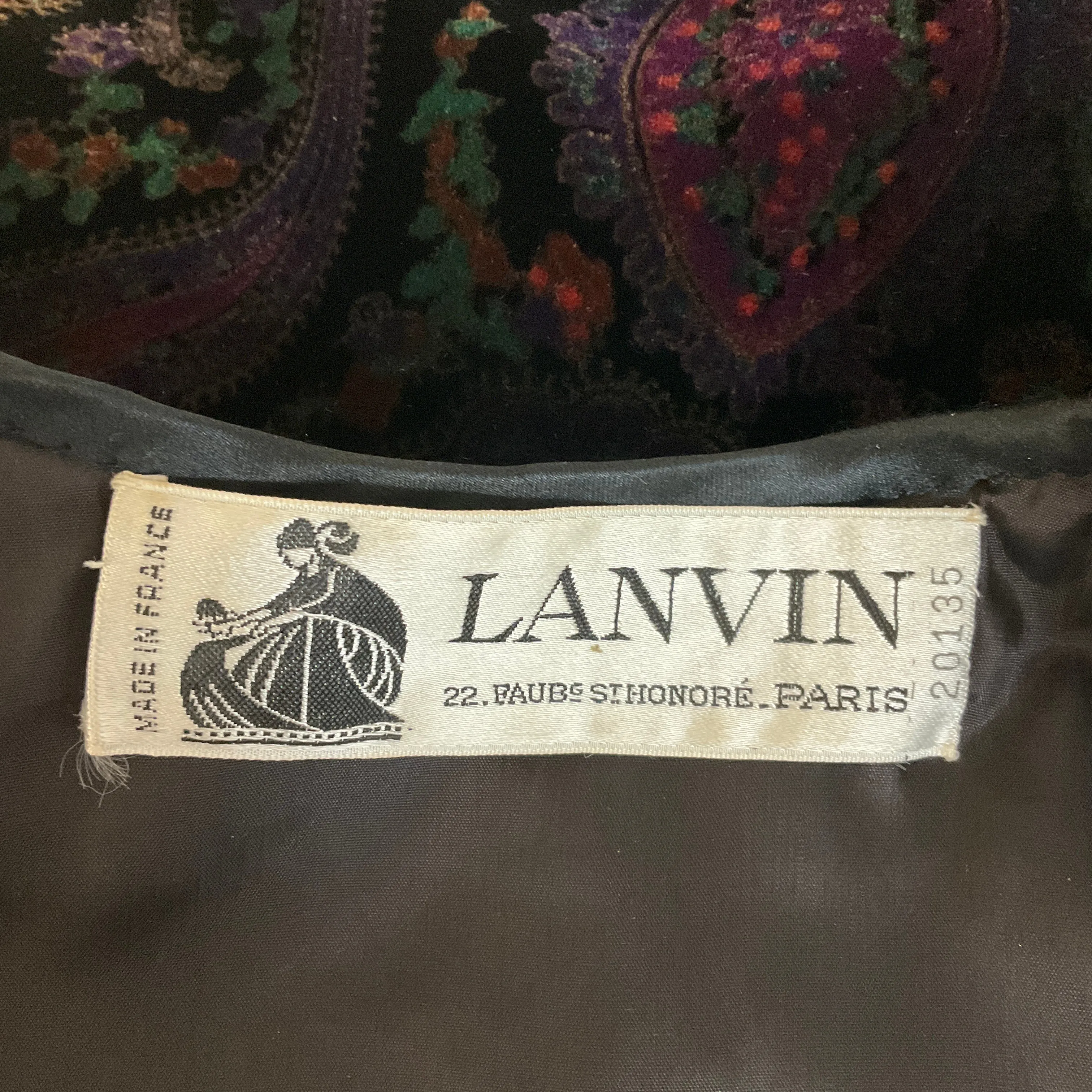 Lanvin Black / Purple Multi Vintage Paisley Velvet Skirt Set