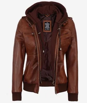 Leather Jacket  Womens Hooded Jacket