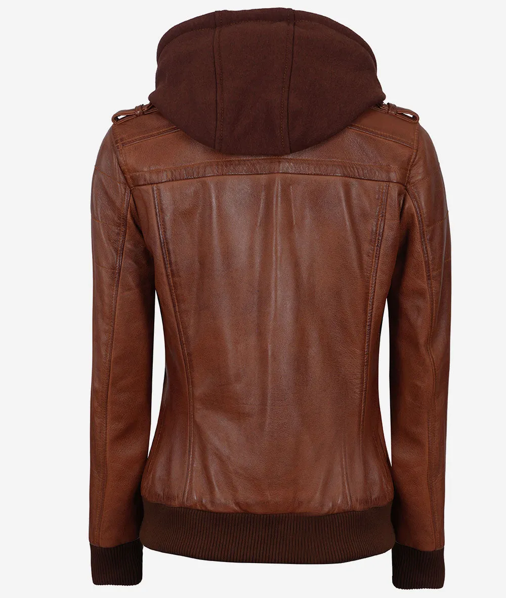 Leather Jacket  Womens Hooded Jacket