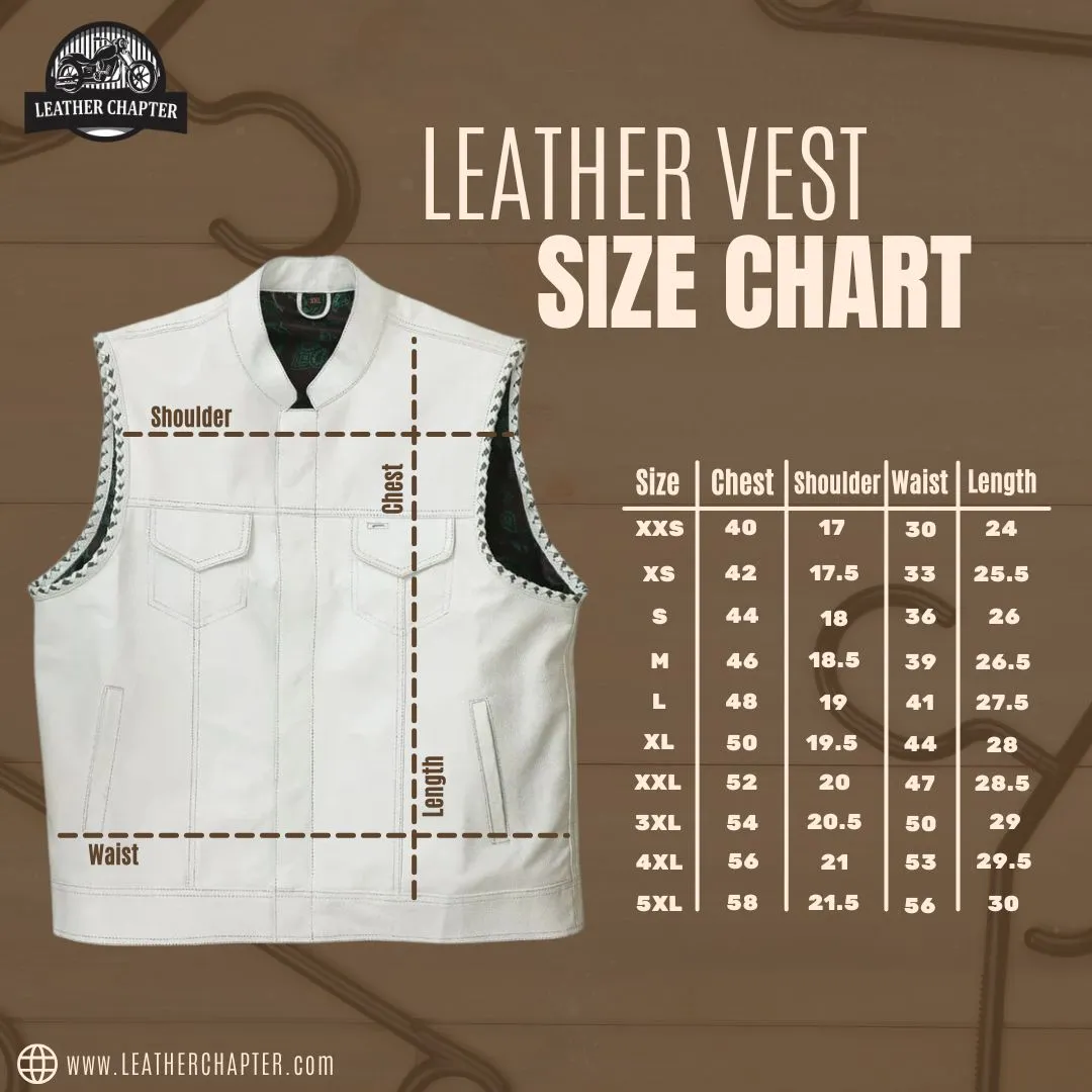 Leather Vest, Crocodile Plated Leather Grey Wax Motorcycle Men's Vest Denim Vest Black Vest