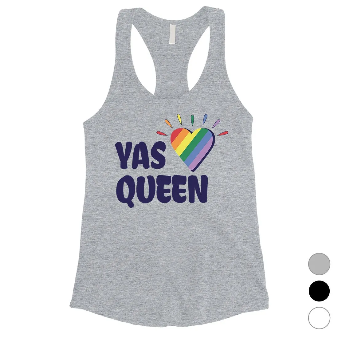 LGBT Yas Queen Rainbow Heart Womens Tank Top