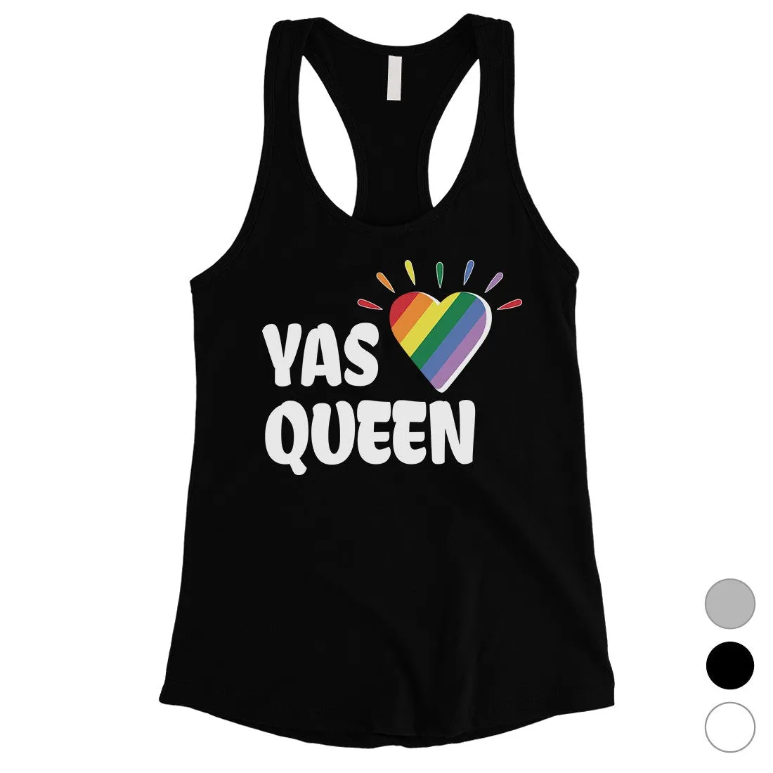 LGBT Yas Queen Rainbow Heart Womens Tank Top