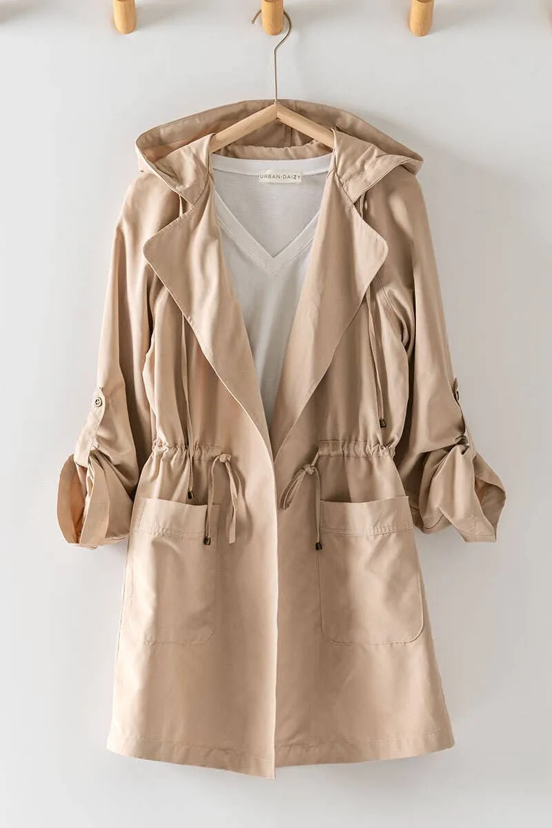 LIGHTWEIGHT TASSEL HOODED OPEN JACKET 048747