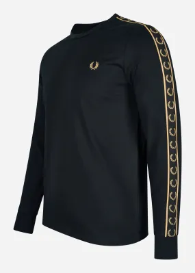 Long sleeve laured taped tee - black gold