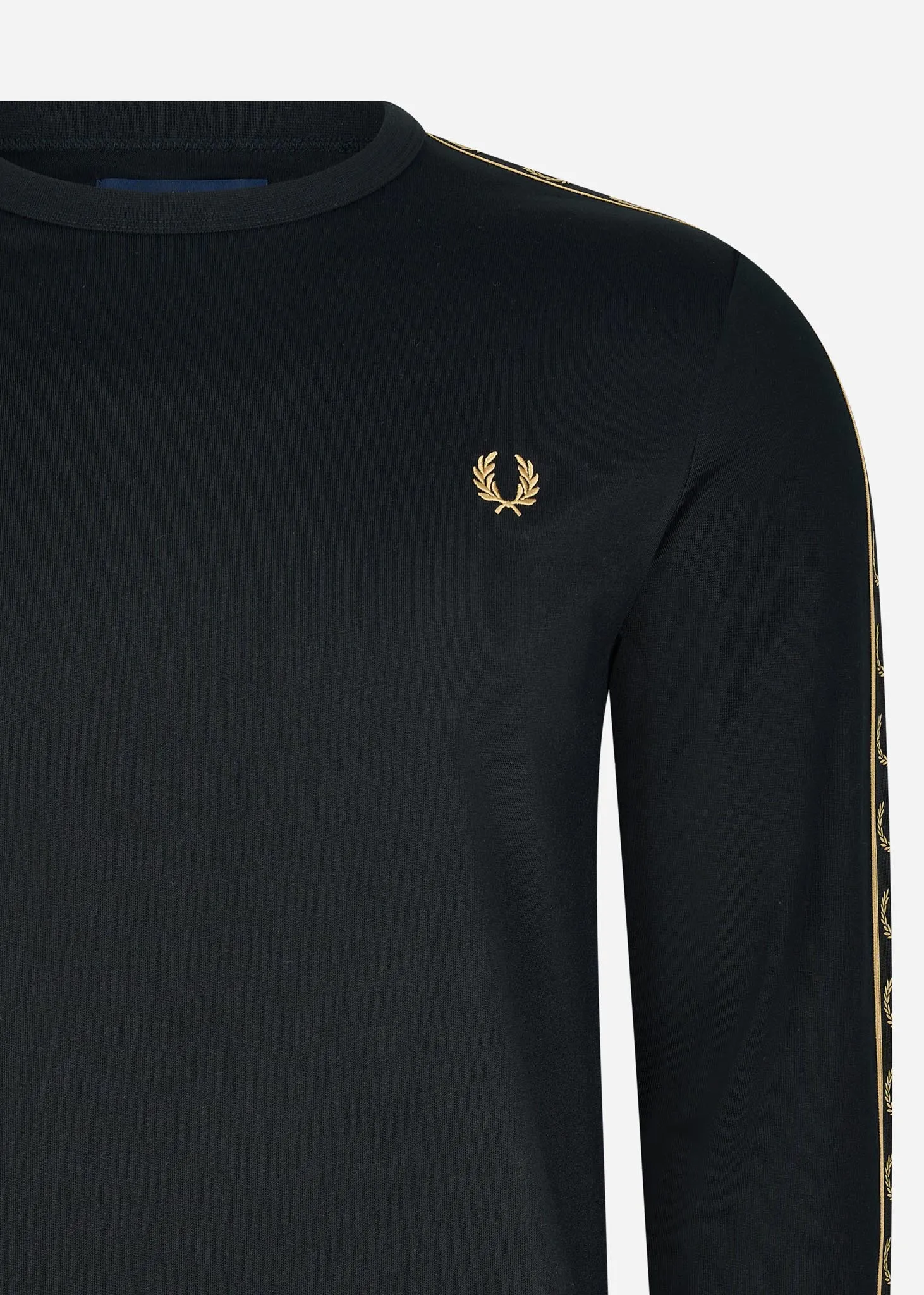 Long sleeve laured taped tee - black gold