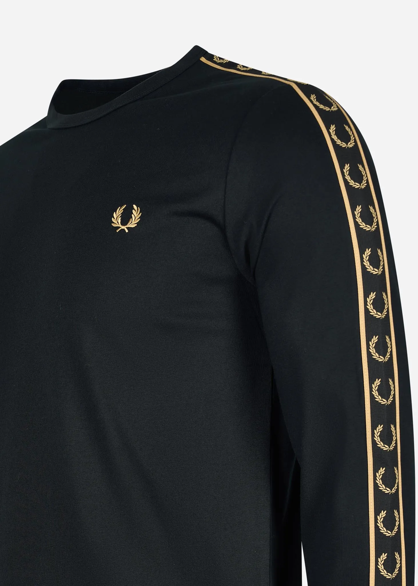 Long sleeve laured taped tee - black gold