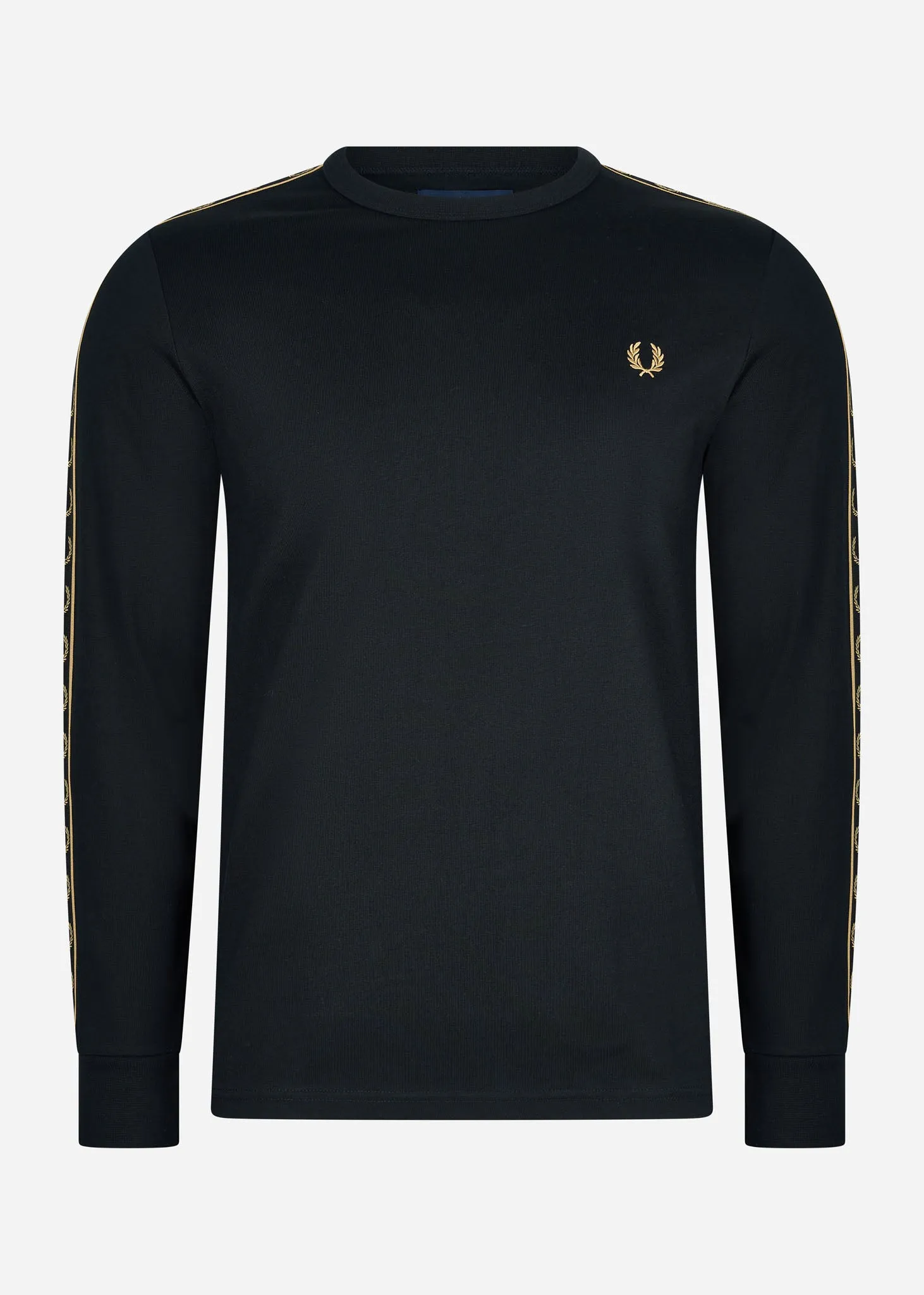 Long sleeve laured taped tee - black gold