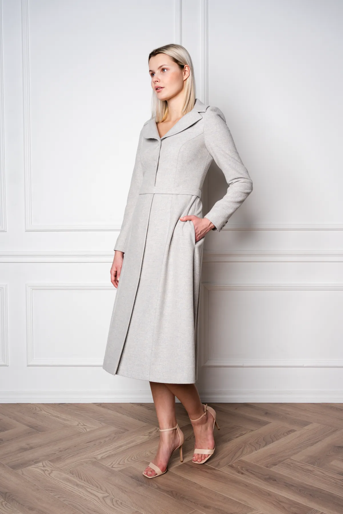 LOTUS GRAY WOOL-CASHMERE TWEED COAT DRESS