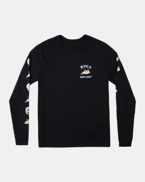 Luke P Flamingo Float Long Sleeve Tee - Black