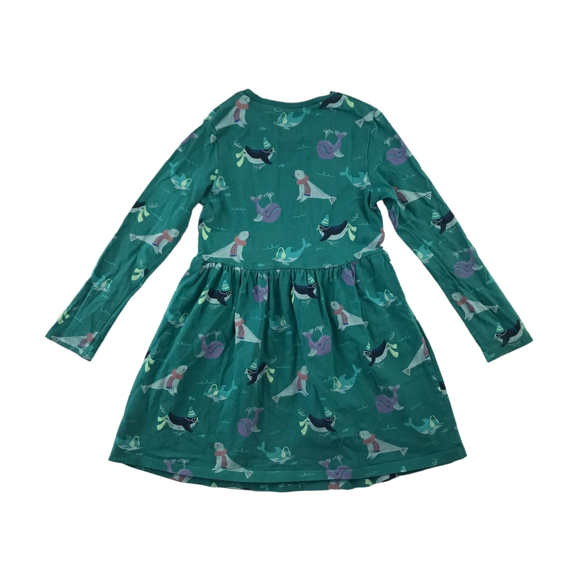 M&S Dress 5-6 years Turquoise Teal Marine Animals Cotton T-shirt