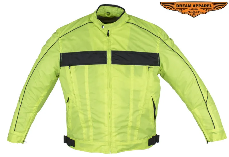 Men's Fluorescent Water Resistant Jacket with Reflective Piping