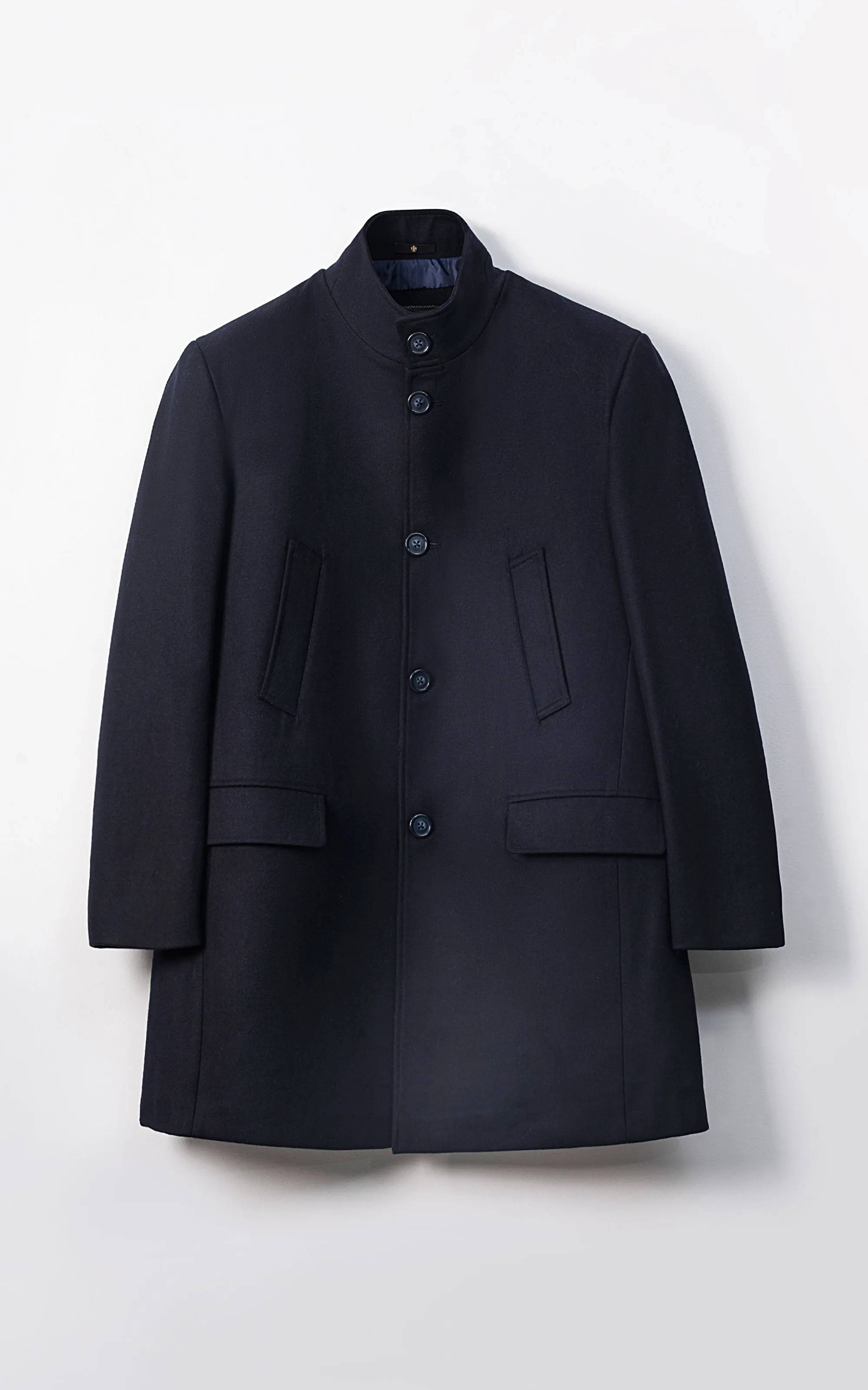 MEN'S LONG WOOL COAT DARK NAVY