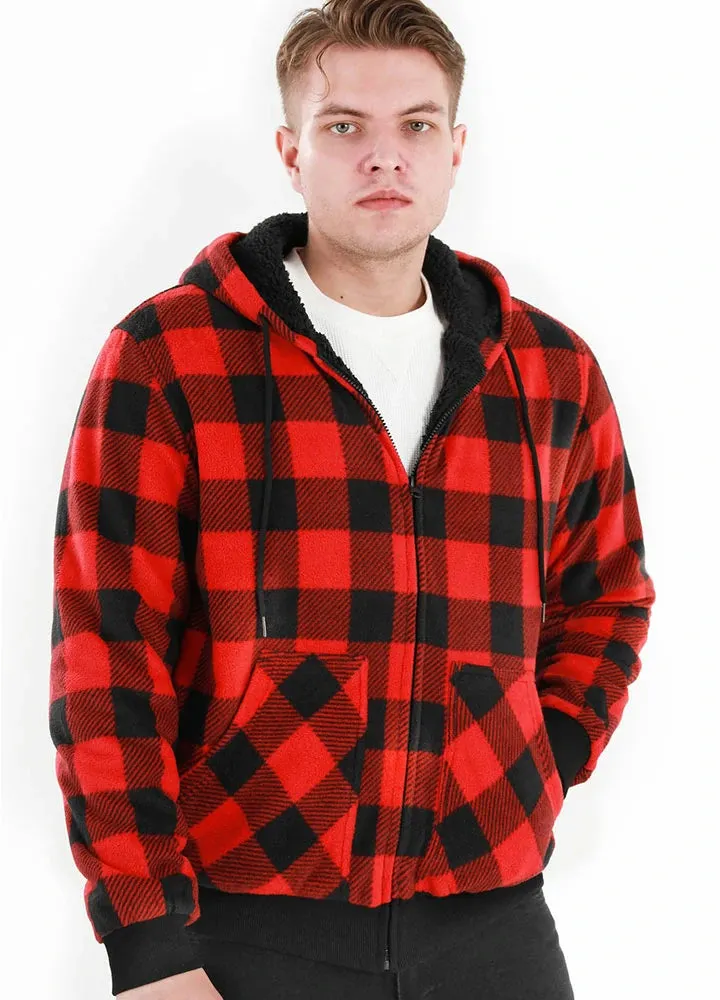 Men's Matching Family Thick Checkered Red Plaid Hoodie