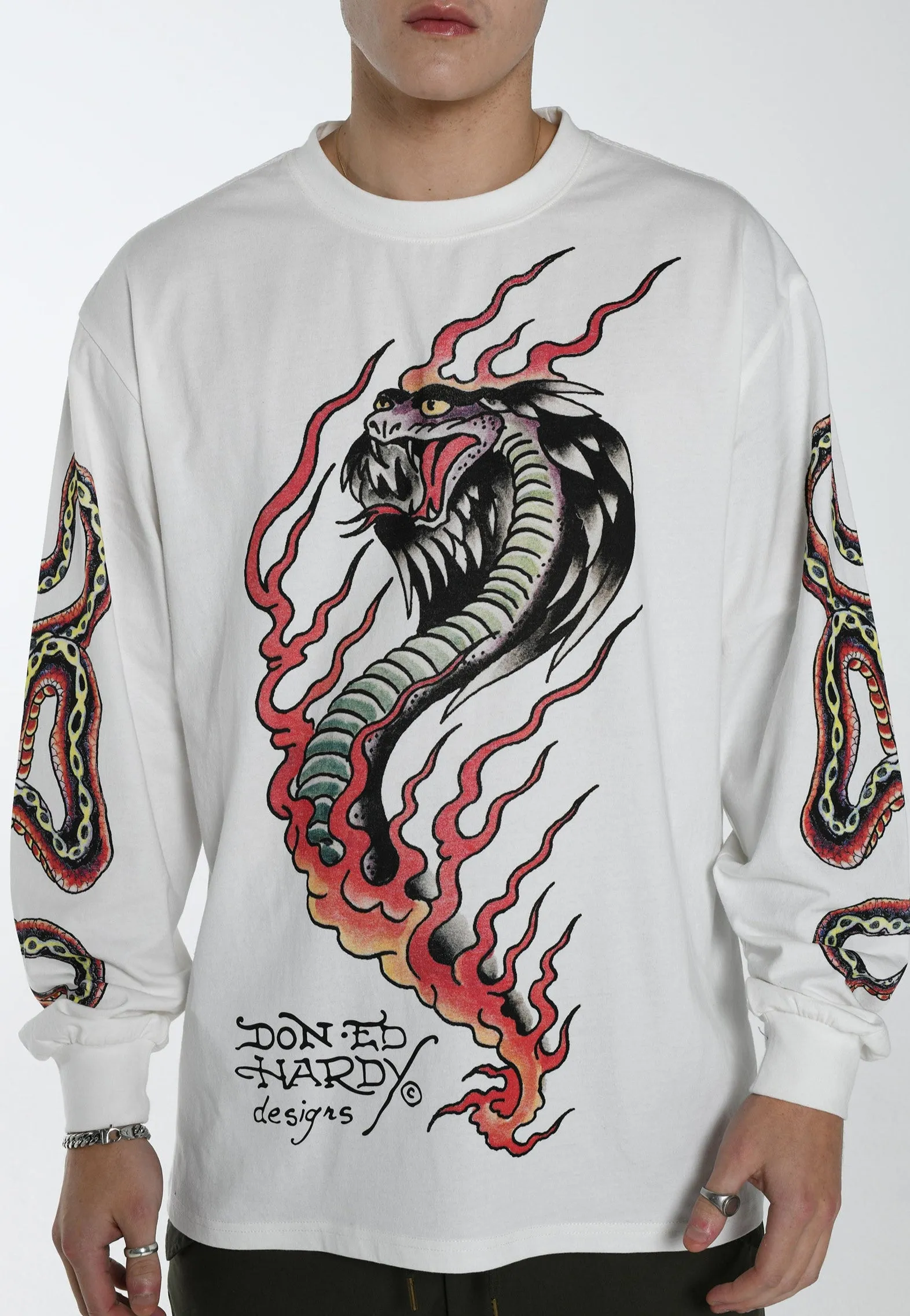 Mens Venom-Slither Long T-Shirt - White