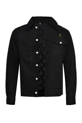 MEN'S YELLOWSTONE COWBOY STYLE BLACK COTTON FABRIC JACKET